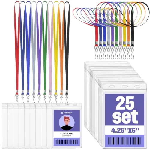 Badge Credential Holders Lanyards, 4 x 6 in, pack of 25