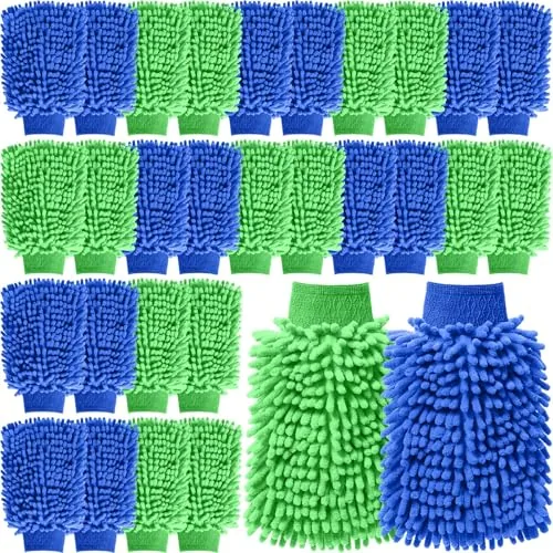 Car Wash Mitts Microfiber Scratch, 9.45 x 5.9 in, pack of 30, green