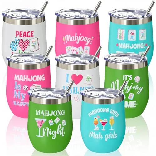 Mahjong Tumbler Straw Lid Brush, 12oz, pack of 8