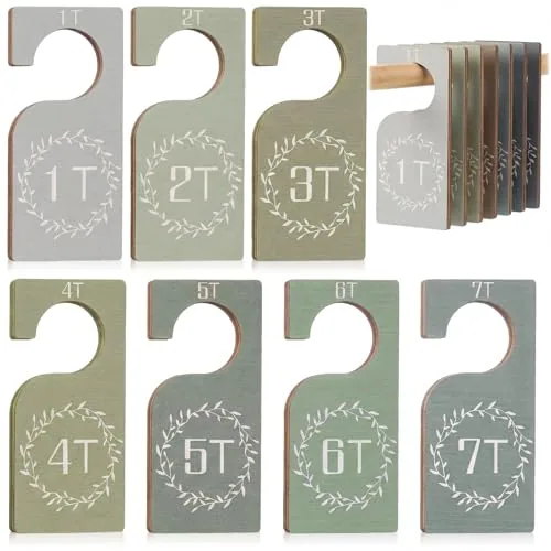 Baby Closet Dividers Wooden Clothes, pack of 7, green