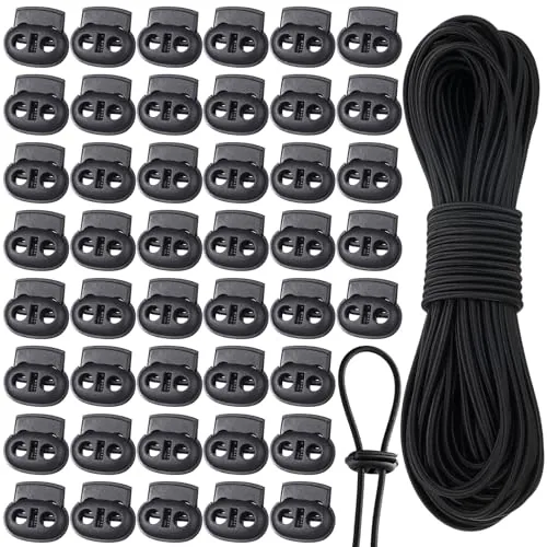 Cord Locks Spring Toggles Shock, pack of 50, black