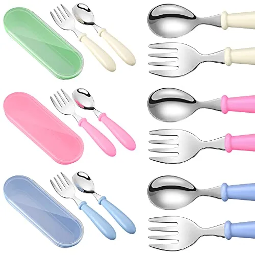 Toddler Utensils Fork Spoon Case, pack of 9, white