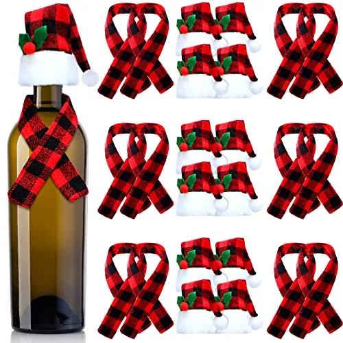 Christmas Wine Bottle Buffalo Plaid, pack of 24