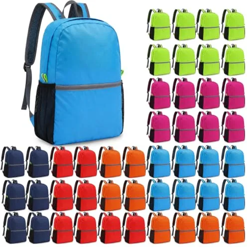 Backpacks School Flat Pouch Bookbags, 17 in, pack of 48, bright