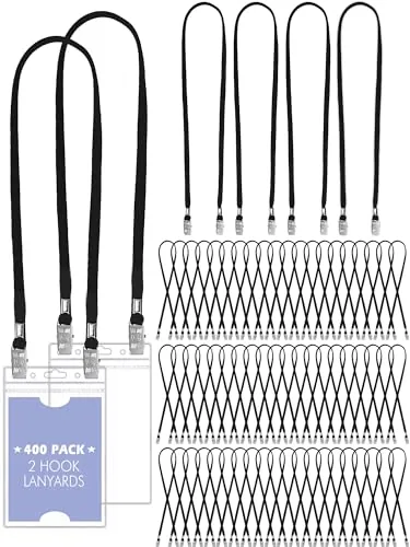 Double Clip Lanyards Face Mask, pack of 400, black