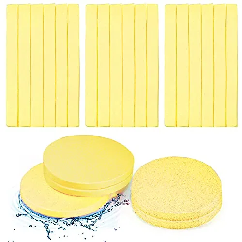 Compressed Facial Cleansing Sponges, pack of 120, yellow