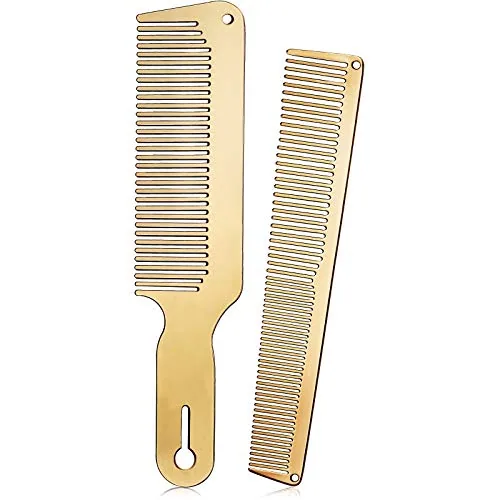 Stainless Steel Rat Tail Comb, pack of 2, gold