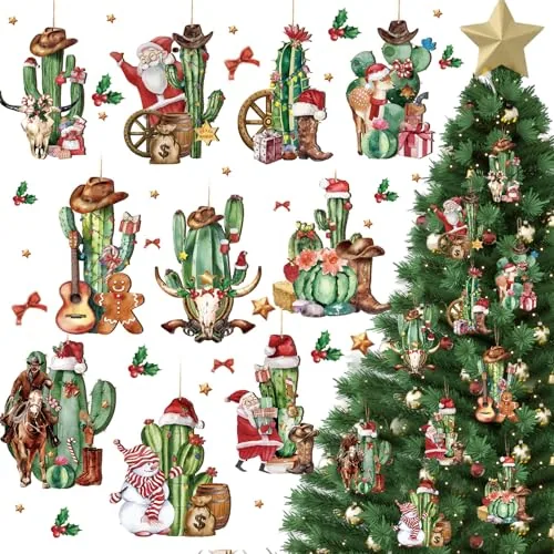 Western Christmas Ornament Wooden Cowboy, pack of 40