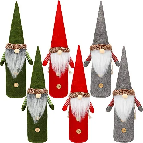 Christmas Gnome Wine Bottle Covers, pack of 6