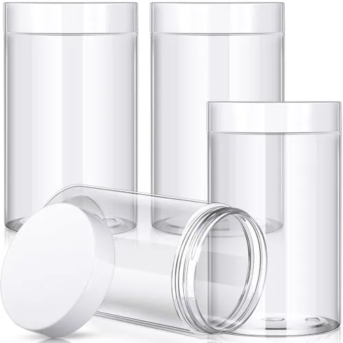 Wide-mouth Plastic Container, 32 oz, pack of 4, white