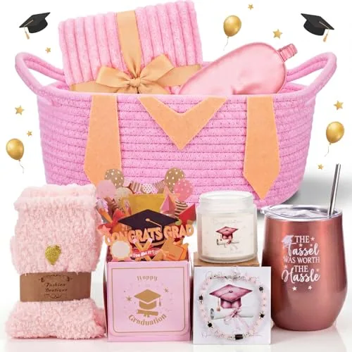 Pink Graduation Basket, pink