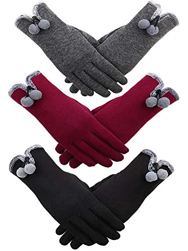 Winter Warm Gloves Touchscreen, 3 pairs