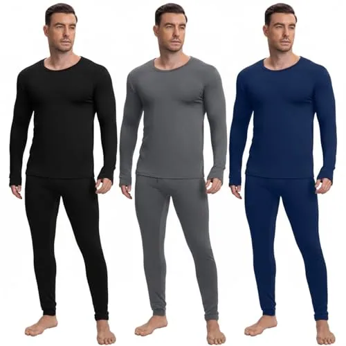 Thermal Underwear Long Base Layer, pack of 3 sets, grey