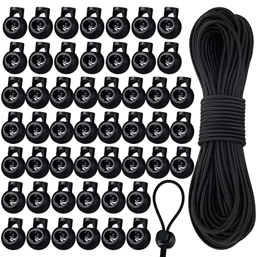 Cord Locks Spring Toggles Shock, pack of 50, black