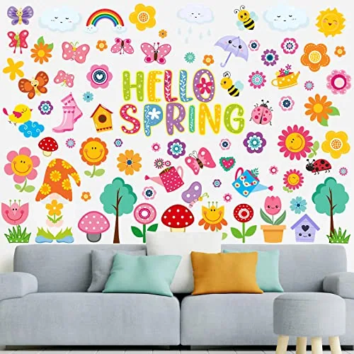 Spring Wall Stickers Hello Flowers, pack of 75