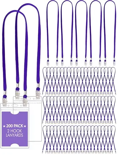 Double Clip Lanyards Face Mask, pack of 200, purple