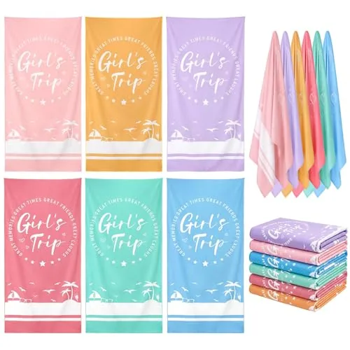 Trip Beach Towels Colorful Vacation, 35x70 in, pack of 6