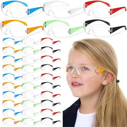 Safety Glasses Eye Protection Goggles, pack of 12, multicolor