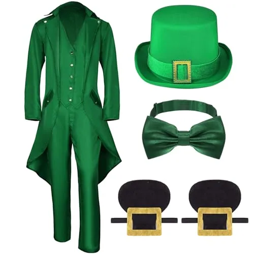 Leprechaun Costume Green Irish St, pack of 5, green