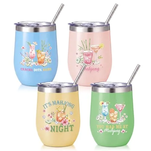 Mahjong Tumbler Lid, 12oz, pack of 4