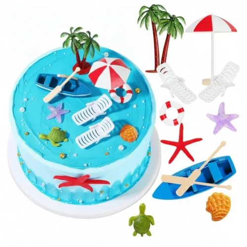 Hawaiian Beach Cake Toppers Pool, pack of 12