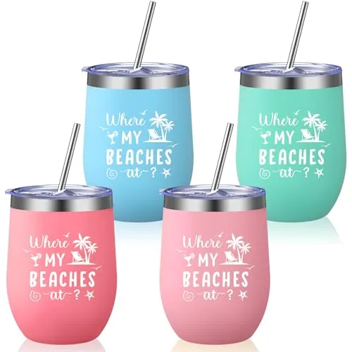 Summer Beach Trip Tumbler Cups, pack of 4