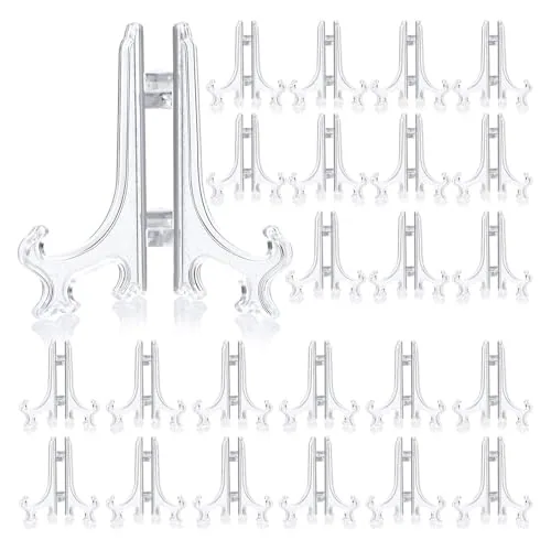 Mini Easel Stands Plastic Plate, 5 in, pack of 48, clear