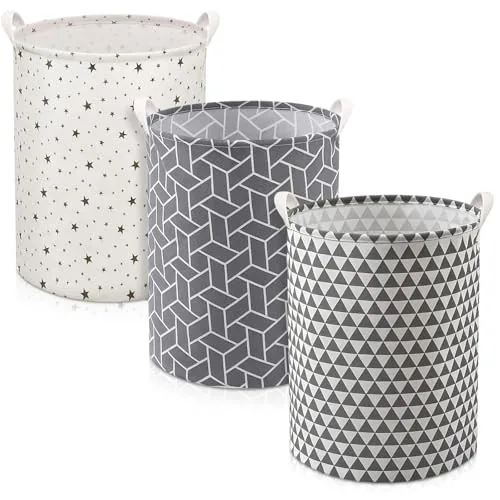 Large Laundry Hamper Round Collapsible, pack of 3