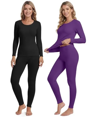 Thermal Underwear Warm Fleece Lined, pack of 2 sets, black