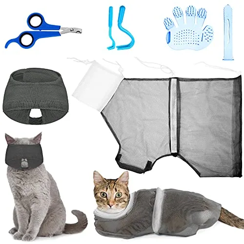 Cat Bathing Bag Grooming, pack of 5, grey