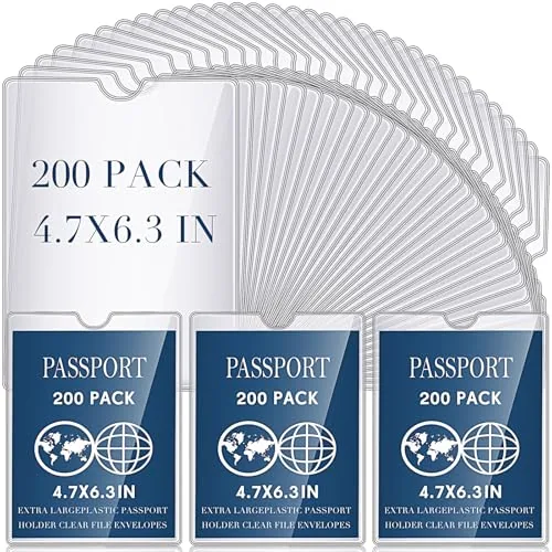 Passport Holder Thumb Notch Pvc, 4x6 in, pack of 200, clear