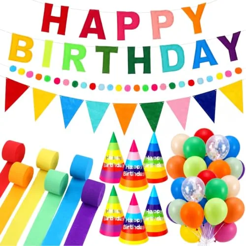 Happy Birthday Banner Felt Rainbow, pack of 66, rainbow