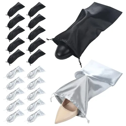 Satin Shoe Bags Travel Drawstring, 17.7 x 7.9 in, pack of 20