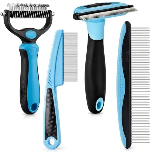 Dog Dematting Comb, pack of 4, blue