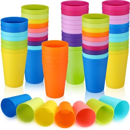 Usable Plastic Cups Drinking Colorful, 8oz, pack of 100, assorted