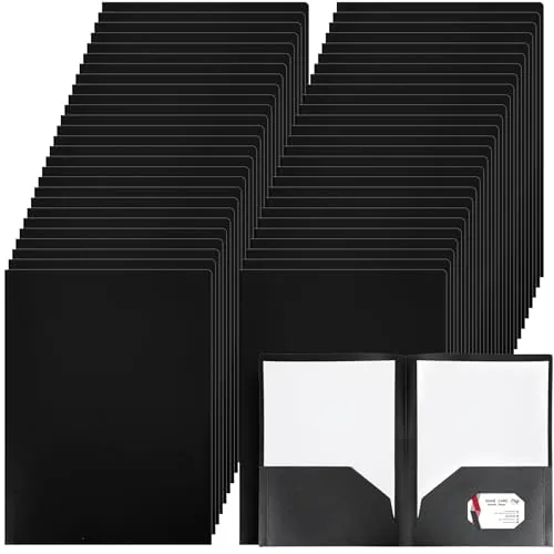 Plastic Folders Pockets Letter, pack of 50, black