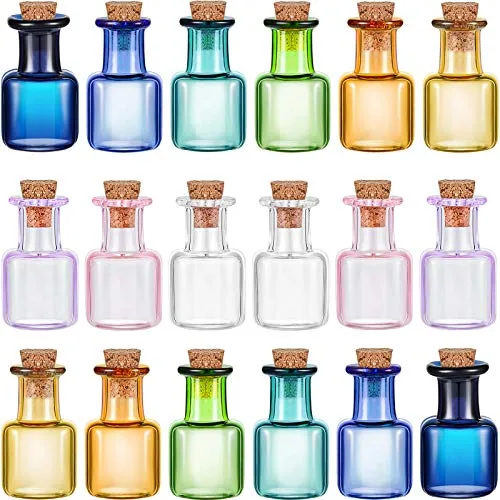 Mini Potion Bottles Corks Colored, pack of 18