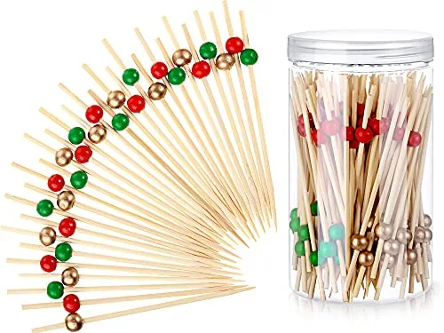 Cocktail Picks Fancy Toothpicks, 4.7 in, pack of 120, red