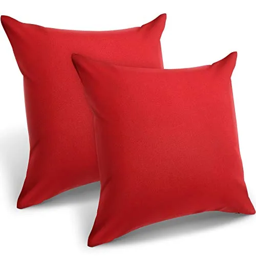 Waterproof Outdoor Throw Pillow Cover, 18x18inch, pack of 2, red