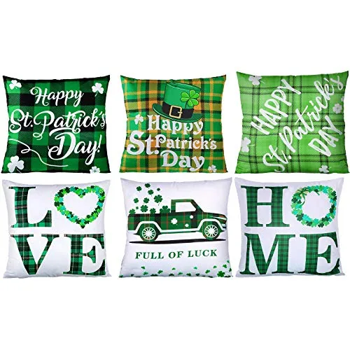 St Patrick Day Pillow Covers, 18 in, pack of 6, green