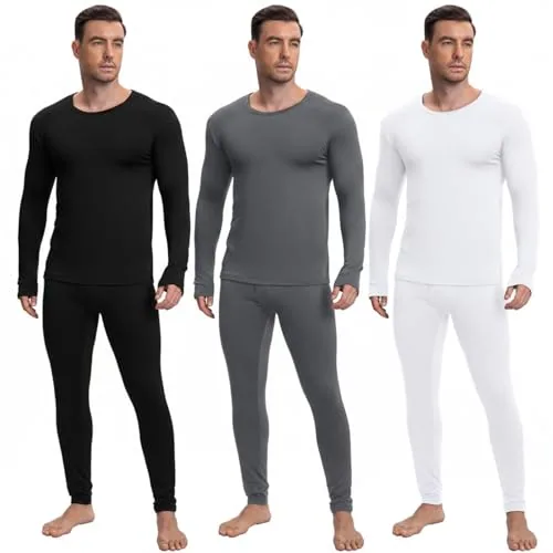 Thermal Underwear Long Base Layer, pack of 3 sets, grey