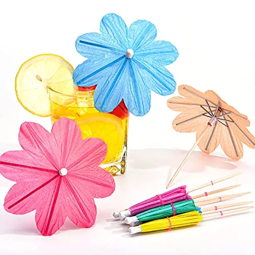 Cocktail Umbrella Parasol Picks Flowers, pack of 150