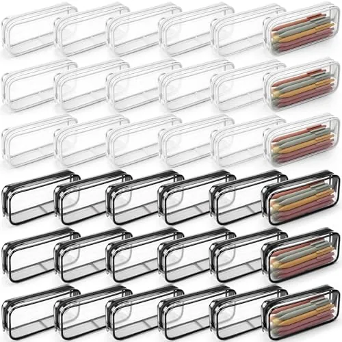 Clear Pvc Zipper Pencil Bag, pack of 30, clear