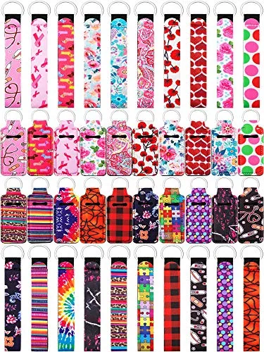 Neoprene Lip Balm Holder Keychain, pack of 40