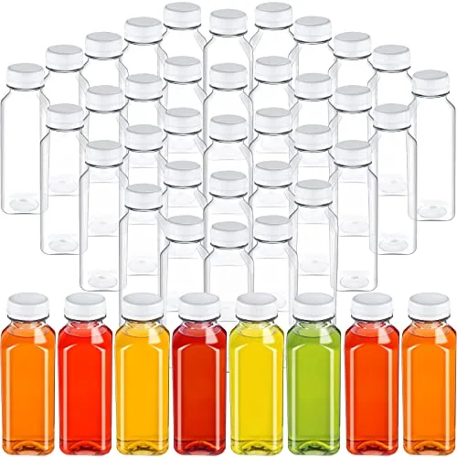 Clear Plastic Juice Bottles Caps, 12oz, pack of 48, clear