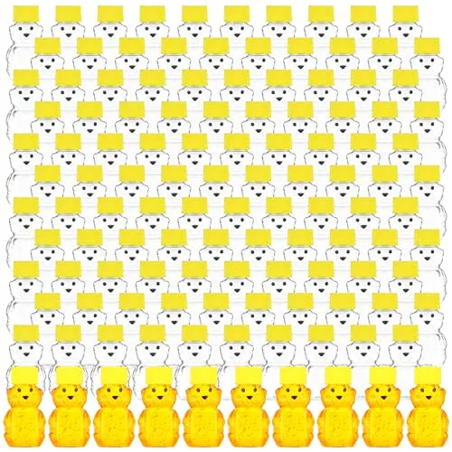 Honey Bear Bottles Yellow Lids, 60ml, pack of 120, yellow