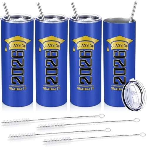 Graduation Tumbler, pack of 4, blue