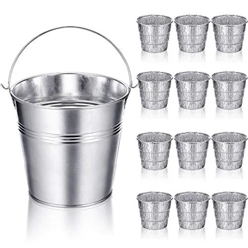 Drip Grease Bucket Can Disposable, pack of 12, silver