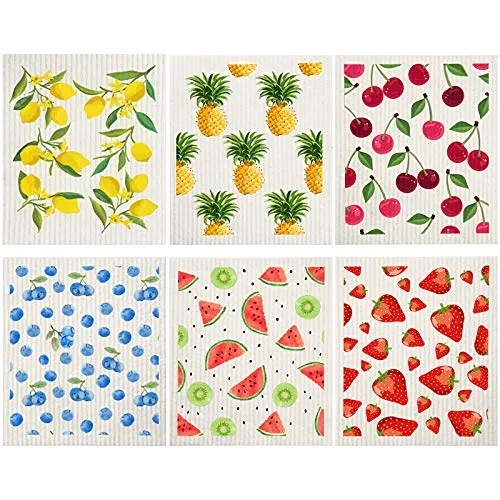 Mixed Fruit Swedish Kitchen Dishcloth, pack of 6