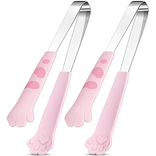 Cat Paw Tongs Stainless Steel, 7 in, pack of 2, pink